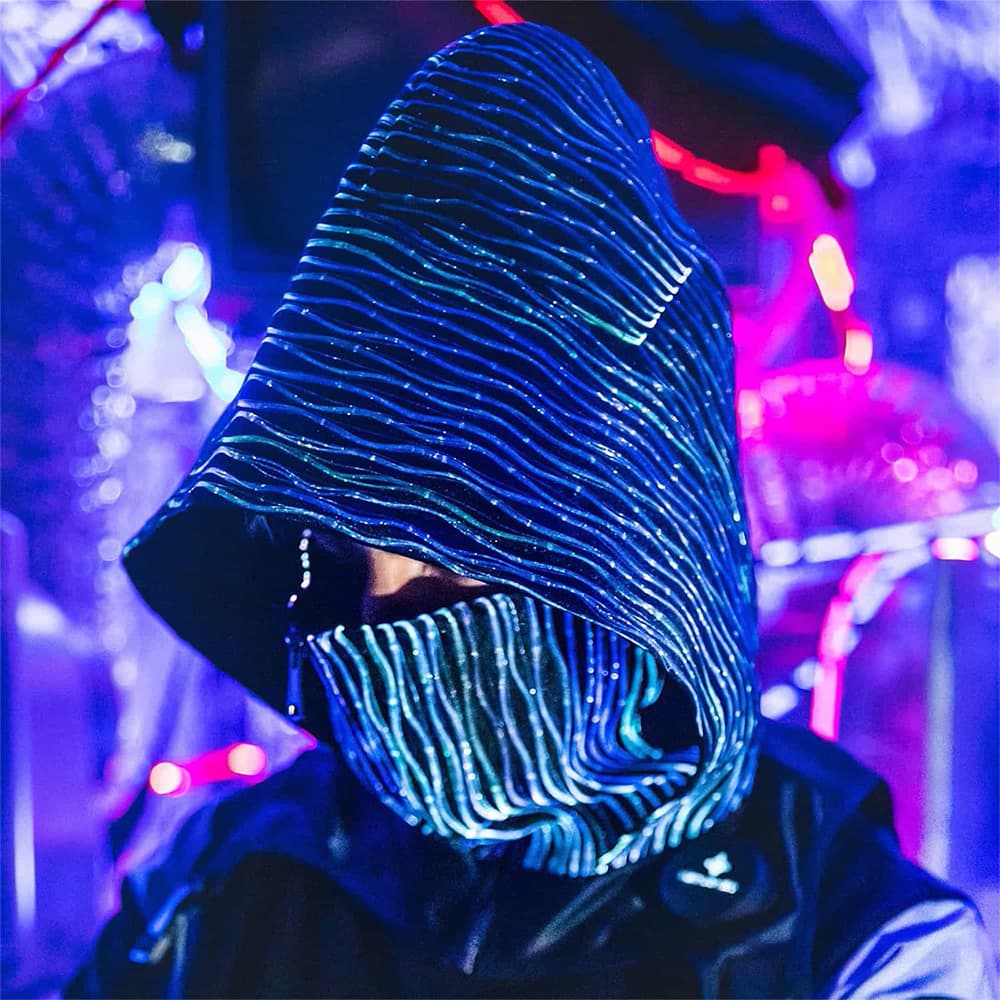 Led Hood Mask Light Up Cyberpunk Mask Cap - LUMISONATA | One Fiber ...