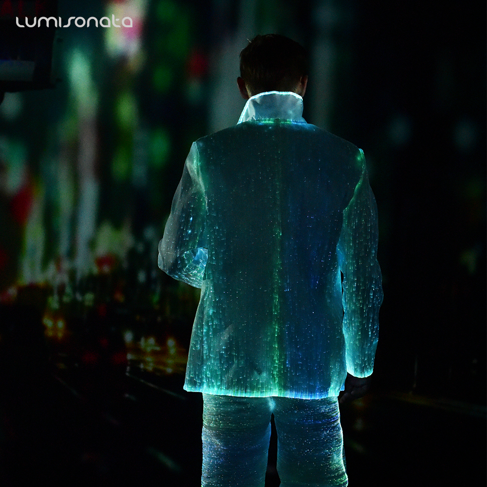 Led Rave Jacket Flashing Rave Fiber Optic Glowing Men Jacket - LUMISONATA | One Fiber ...